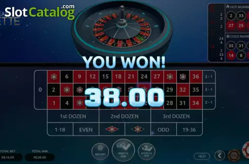 Win screen 2. European Roulette (Vibra Gaming) slot