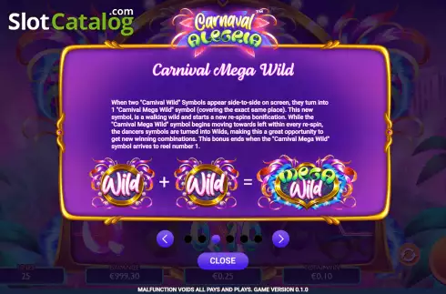 Carnival Mega Wild screen. Carnaval Alegria slot