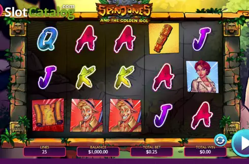 Reels screen. Spin Jones and the Golden Idol slot