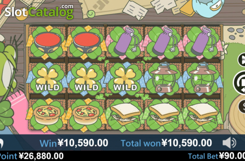 Win Screen. Travel Frog slot