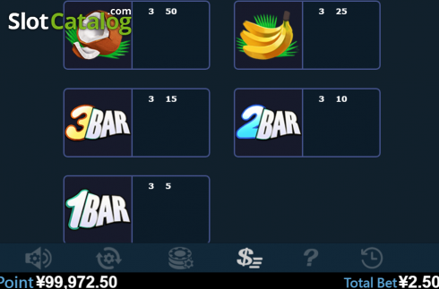 Paytable 2. Triple Monkey (Virtual Tech) slot