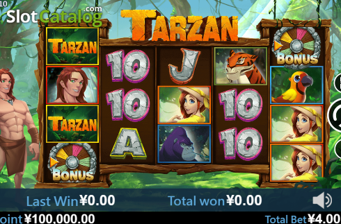 画面2. Tarzan (Virtual Tech) カジノスロット