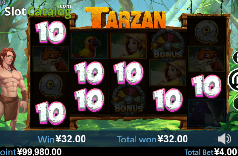 画面3. Tarzan (Virtual Tech) カジノスロット