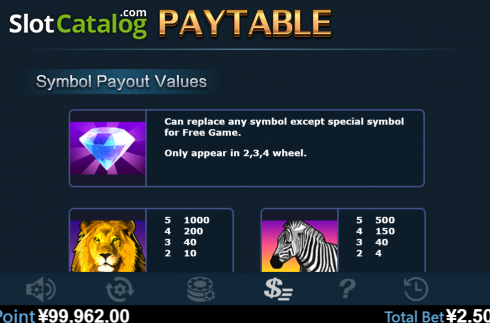 Paytable 1. 50 Lions slot