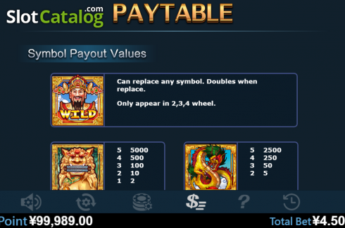 Paytable 1. Zhao Cai Jin Bao (Virtual Tech) slot