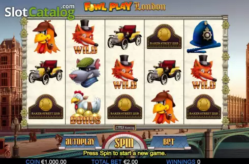 Game screen. Fowl Play London slot