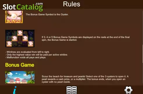 Game Rules screen. Beach Treasure slot