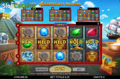 Game screen. 4 Montezuma's Treasure slot