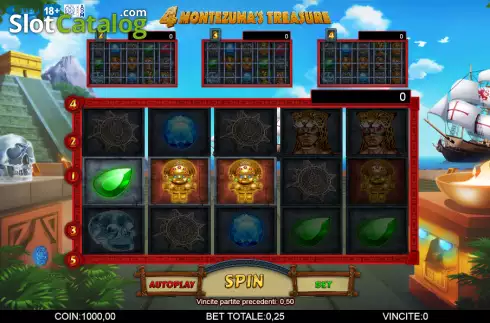 Win screen. 4 Montezuma's Treasure slot