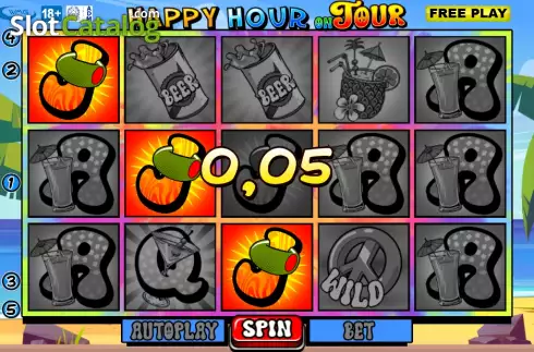 Win screen. Happy Hour on Tour slot