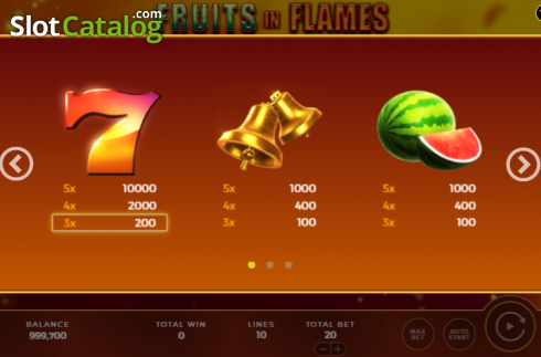 Schermo6. Fruits in Flames slot