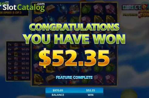 Total Win in Red Bonus Screen. Direct Hit Featuring Money Zone slot