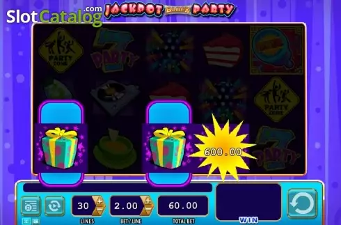 Bonus Symbols Win screen. Jackpot Block Party slot