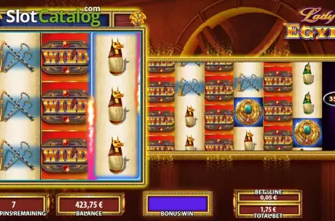 Free spins screen. Lady of Egypt slot
