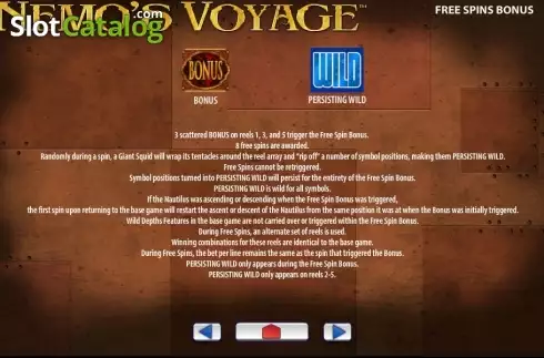Paytable 5. Nemo's Voyage slot
