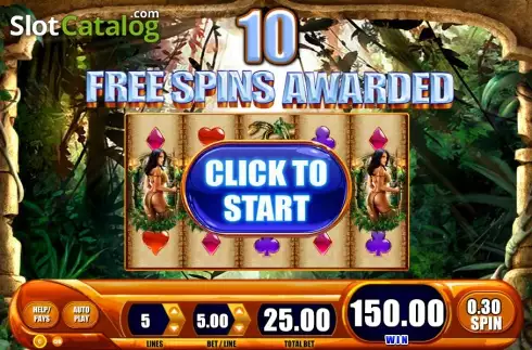 Free Spins screen. Queen of the Wild slot