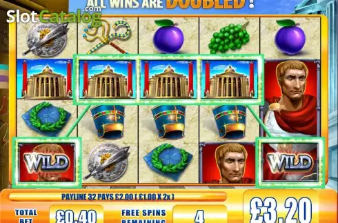 Free Spins screen. Rome & Egypt slot