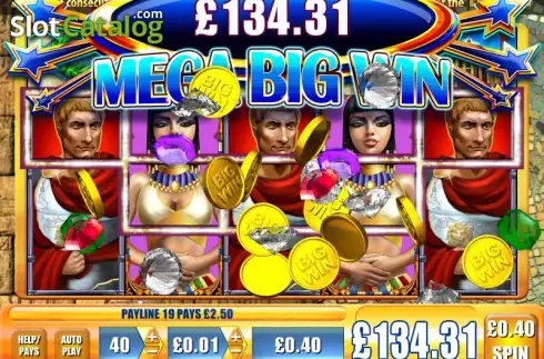 Mega Big Win screen. Rome & Egypt slot
