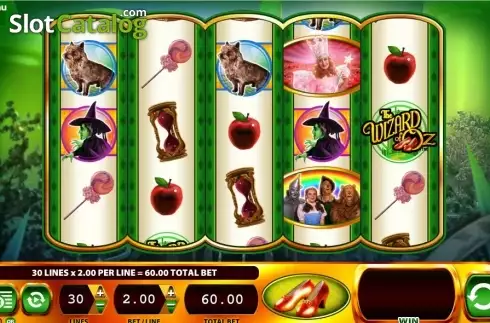 Reels screen. THE WIZARD OF OZ Ruby Slippers slot