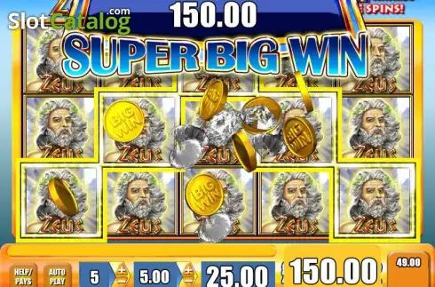 Super Big Win screen. Zeus (WMS) slot