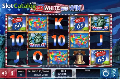 Reels screen. Red White and Win slot