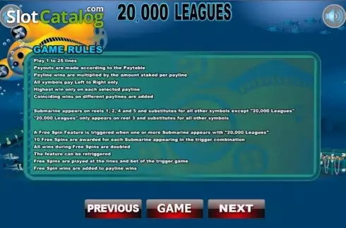 Écran3. 20000 Leagues Machine à sous
