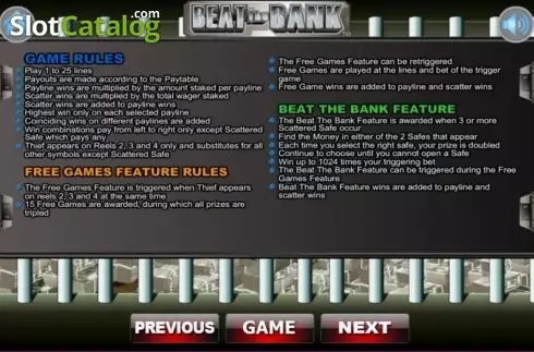 Screen3. Beat The Bank slot