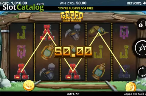Win screen. Geppo the Gold Digger slot