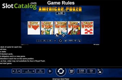 Paytable. American Poker Gold (Wazdan) slot