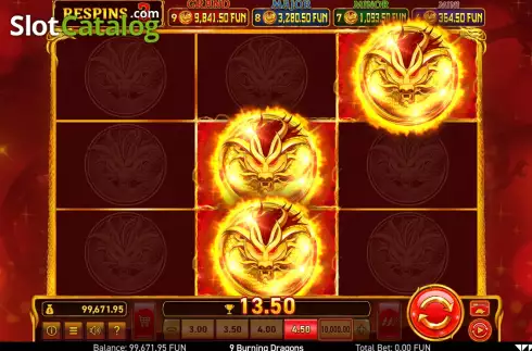 画面9. 9 Burning Dragons カジノスロット