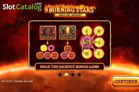 Start Screen. 9 Burning Stars slot