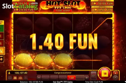 Win Screen 2. Hot Slot: 777 Coins slot