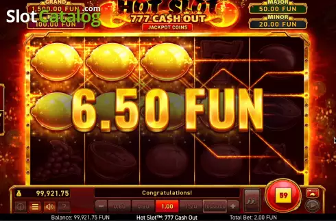 Ecran4. Hot Slot: 777 Cash Out slot