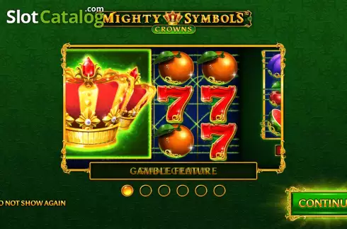 Start screen. Mighty Symbols: Crowns slot