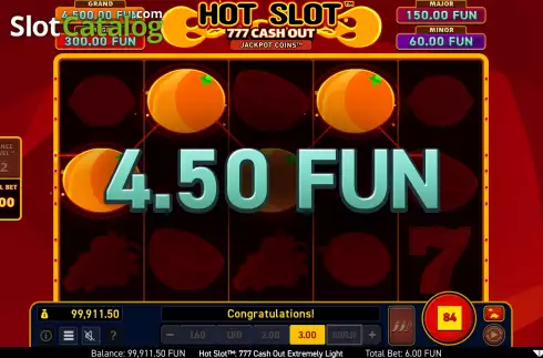 Schermo5. Hot Slot: 777 Cash Out Extremely Light slot
