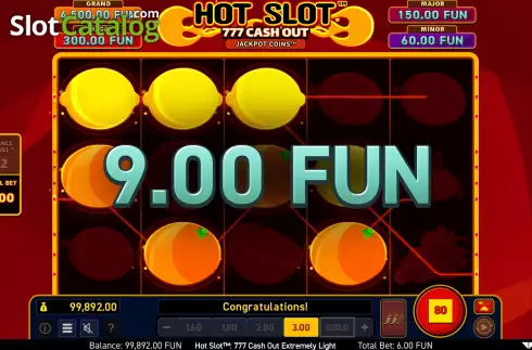 Schermo6. Hot Slot: 777 Cash Out Extremely Light slot