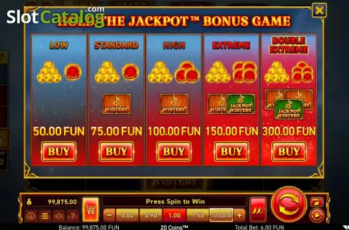 Buy Feature Screen. 20 Coins slot