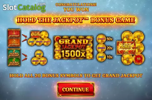Bonus Game Win Screen. 20 Coins slot