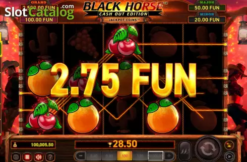 Win Screen. Black Horse Cash Out Edition slot