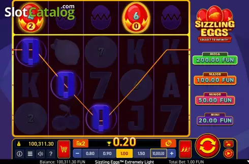 Win Screen. Sizzling Eggs Extremely Light slot