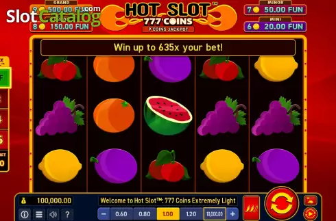 Game Screen. Hot Slot: 777 Coins Extremely Light slot