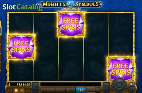 Free Spins Win Screen. Mighty Symbols: Diamonds slot