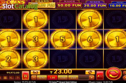 Win screen. 15 Coins Grand Gold Edition slot
