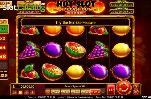 Reels screen. Hot Slot: 777 Cash Out Grand Gold Edition slot