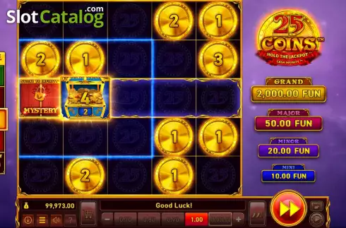 Gameplay Screen. 25 Coins slot
