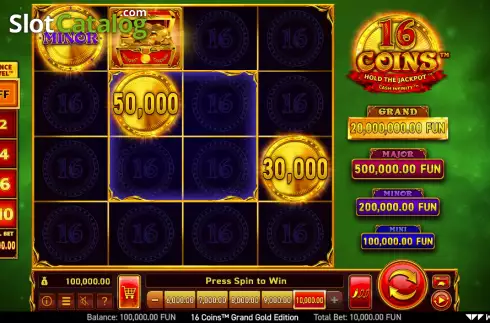 Reels screen. 16 Coins Grand Gold Edition slot