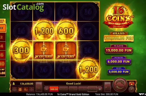 Win screen. 16 Coins Grand Gold Edition slot