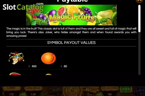 Paytable 1. Magic Fruits Deluxe slot