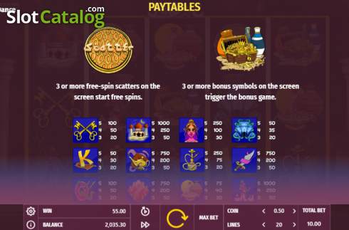 Paytable 1. Belly Dance slot