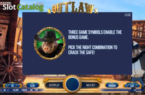 Bonus game screen. Outlaw (We Are Casino) slot
